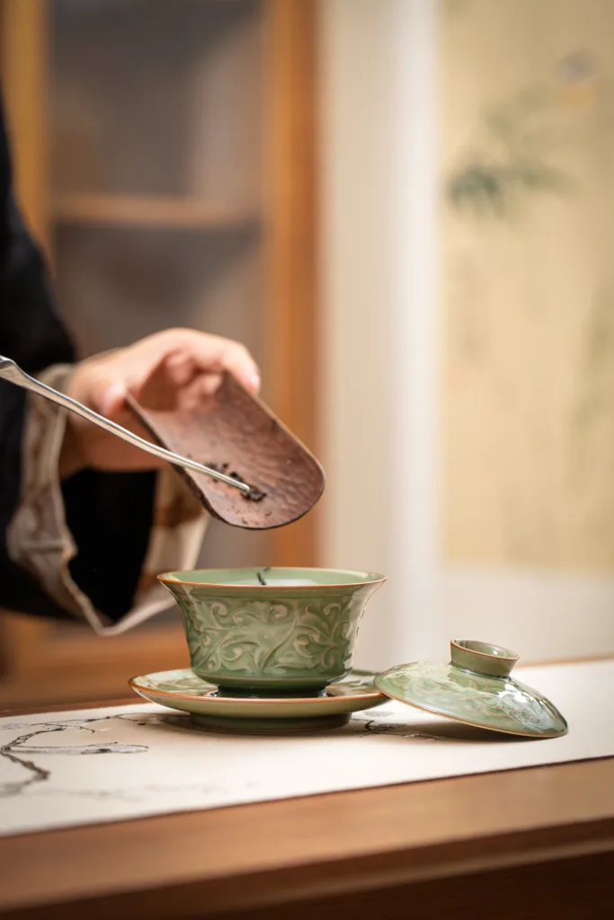 Oriental Lotus Hand-Carved Lidded Bowl 11 YMTEA Oriental Lotus ceramic tea ware for retail and wholesale buyers