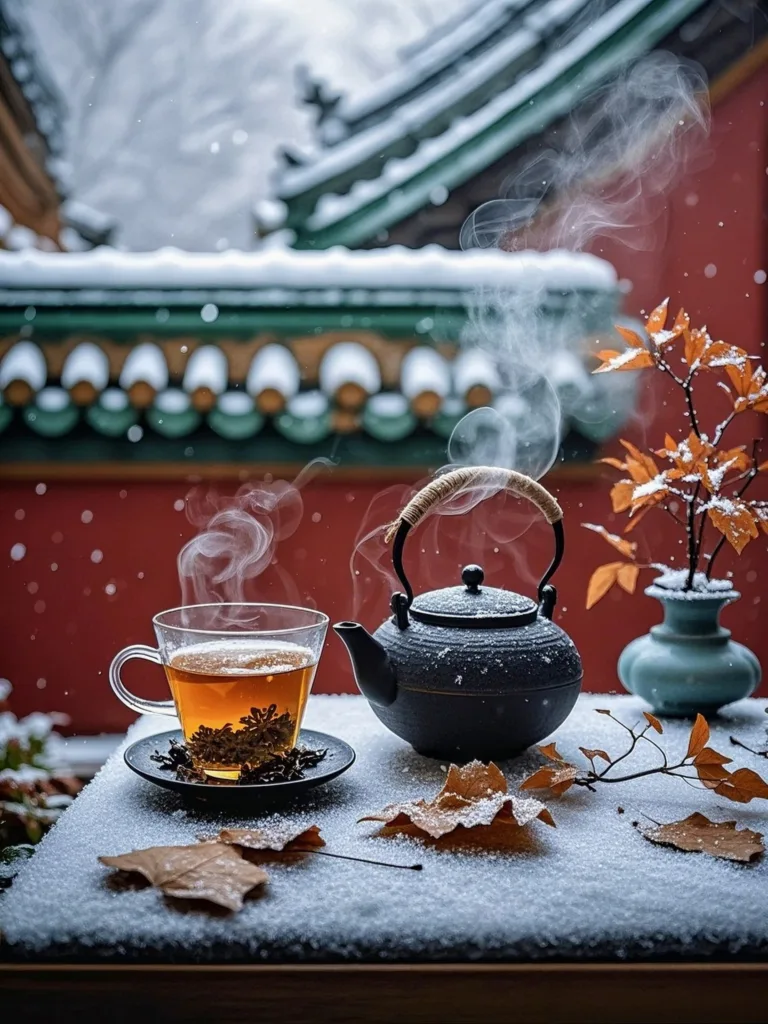 Making tea in winter
