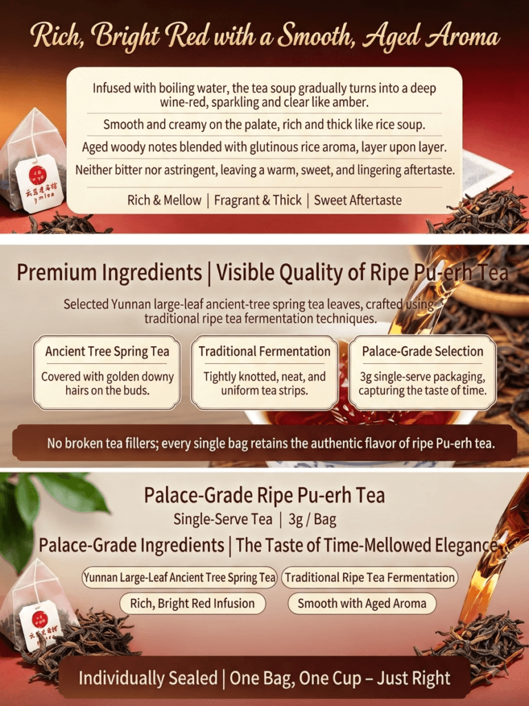YMTEA Premium Single-Serve Loose Leaf Tea Series (Yunnan Ripe Pu-erh, Raw Pu-erh, & Dianhong Black Tea) 8 Premium Loose-Leaf Single-Serve Tea Collection