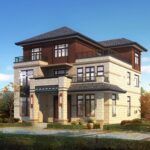 Modern 3-Storey Luxury Villa Architectural Plans & 3D Exterior Renderings — Complete Concept Design Package (Instant Digital Download)(09新中式-3层) 2 Architectural Design Drawings